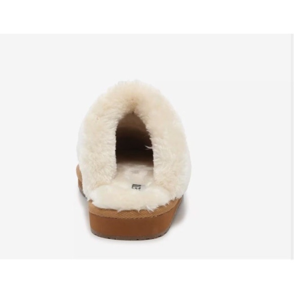 Minnetonka Carefree Scuff Tan Suede Faux Fur Trim Mules size 7 NEW Womens - Picture 6 of 11